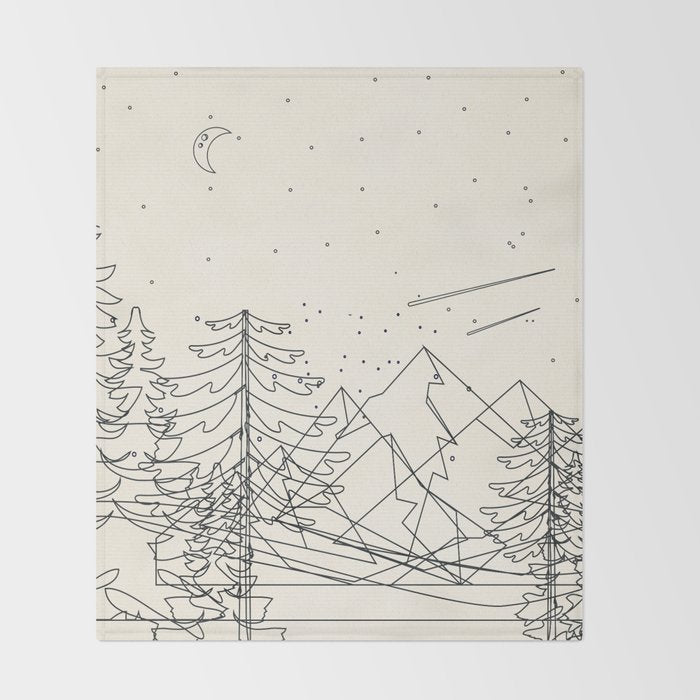 Minimal Line Mountain Beauty I Throw Blanket Gallery Image 2