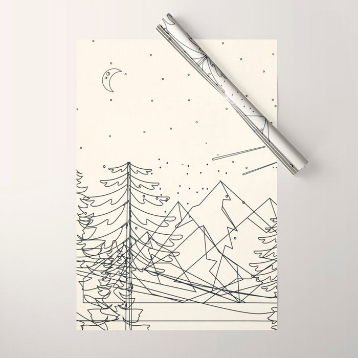 Minimal Line Mountain Beauty I Wrapping Paper Gallery Image 1