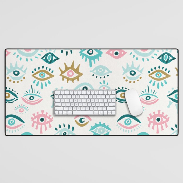 Mystic Eyes - Turquoise & Pink Desk Mat Gallery Image 1