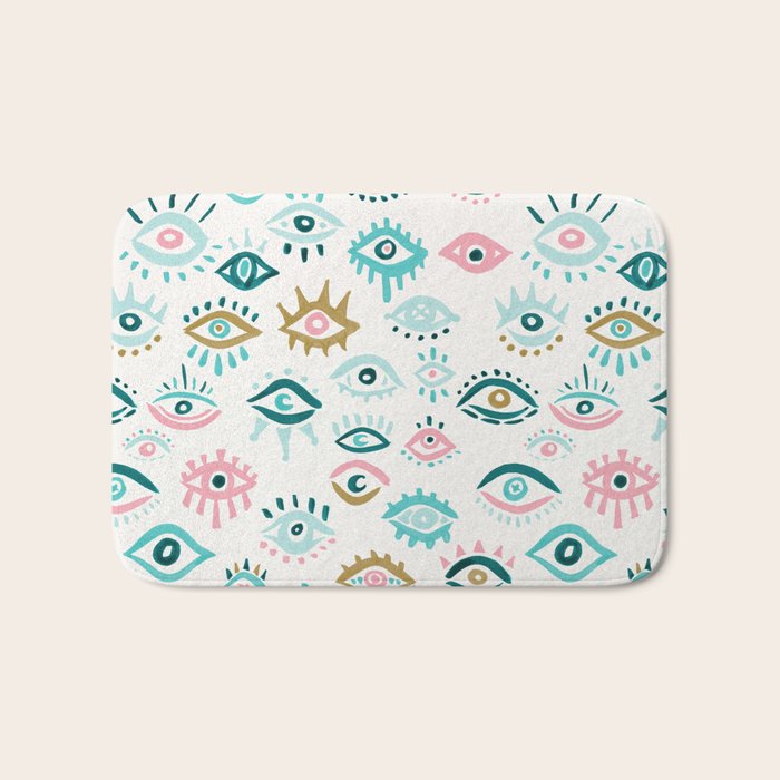 Mystic Eyes - Turquoise & Pink Bath Mat Gallery Image 1