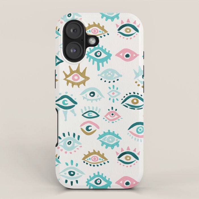 Mystic Eyes - Turquoise & Pink iPhone Case Gallery Image 1