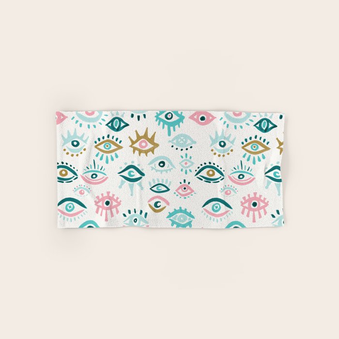 Mystic Eyes - Turquoise & Pink Bath Towel Gallery Image 1