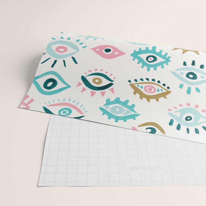 Mystic Eyes - Turquoise & Pink Wrapping Paper Gallery Image 2