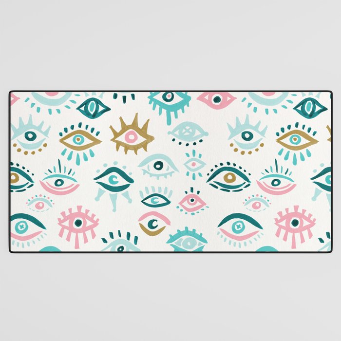 Mystic Eyes - Turquoise & Pink Desk Mat Gallery Image 3