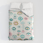 Mystic Eyes - Turquoise & Pink Duvet Cover Gallery Image 6