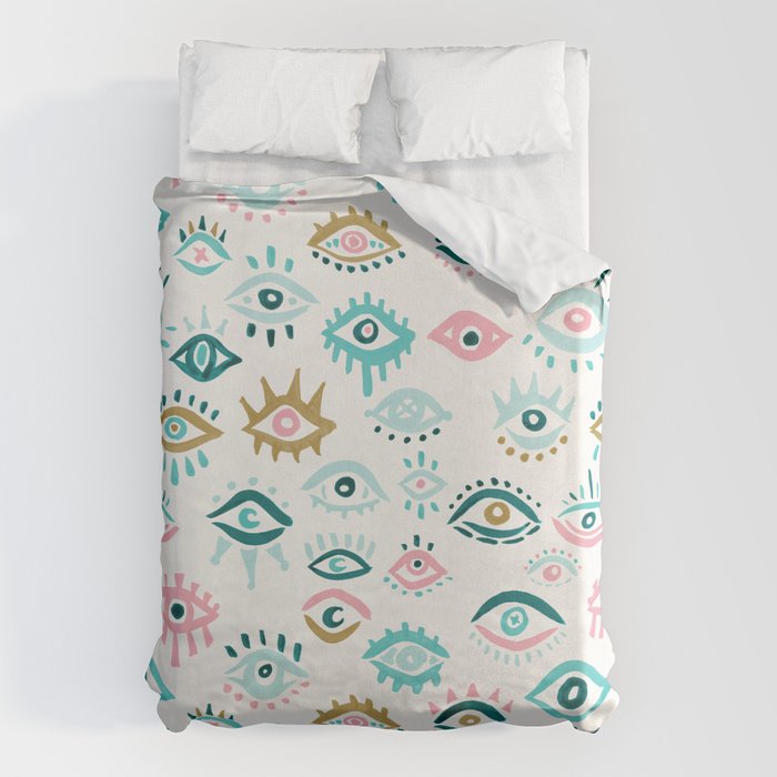 Mystic Eyes - Turquoise & Pink Duvet Cover Gallery Image 6