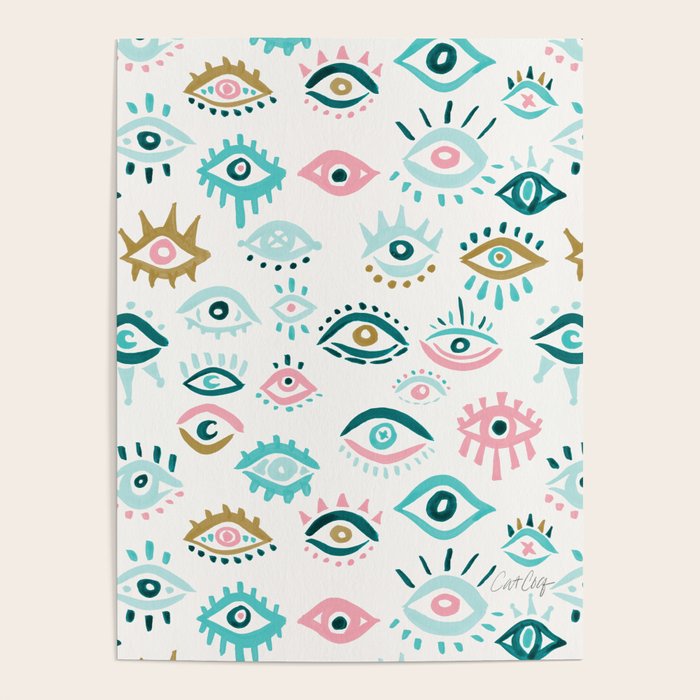 Mystic Eyes - Turquoise & Pink Poster Gallery Image 4