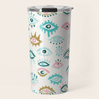 Mystic Eyes - Turquoise & Pink Travel Mug Gallery Image 1