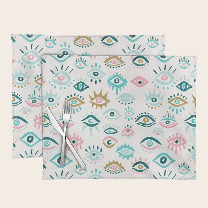 Mystic Eyes - Turquoise & Pink Placemat Gallery Image 1