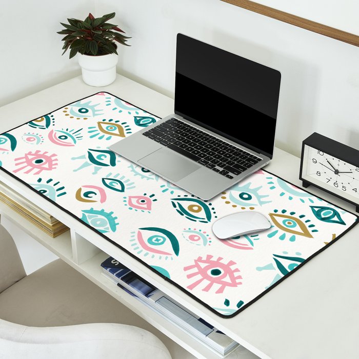 Mystic Eyes - Turquoise & Pink Desk Mat Gallery Image 2