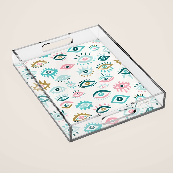 Mystic Eyes - Turquoise & Pink Acrylic Tray Gallery Image 1