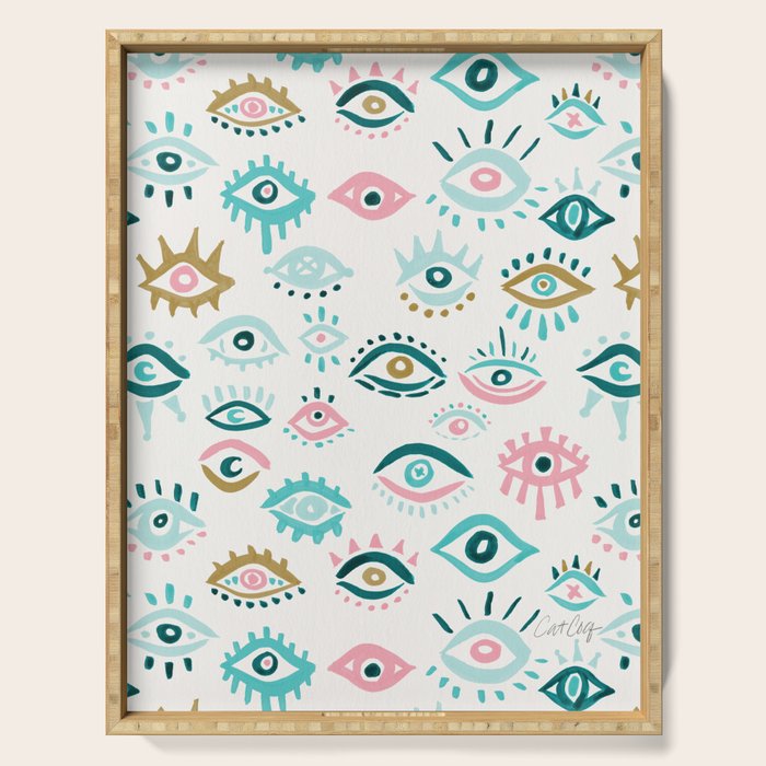 Mystic Eyes - Turquoise & Pink Serving Tray Gallery Image 1