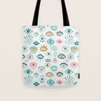 Mystic Eyes - Turquoise & Pink Tote Bag Gallery Image 1