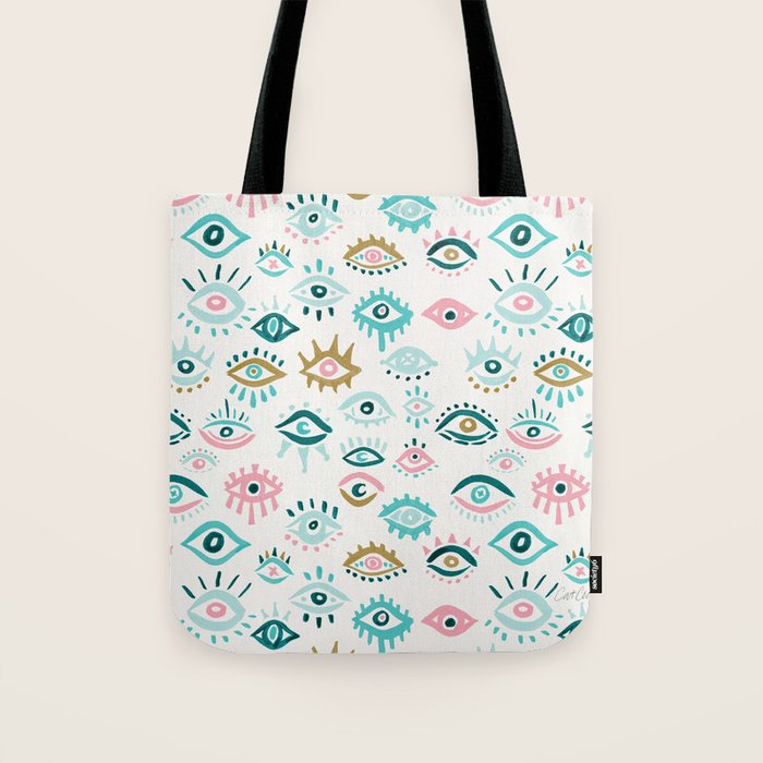 Mystic Eyes - Turquoise & Pink Tote Bag Gallery Image 1