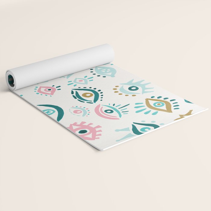Mystic Eyes - Turquoise & Pink Yoga Mat Gallery Image 2