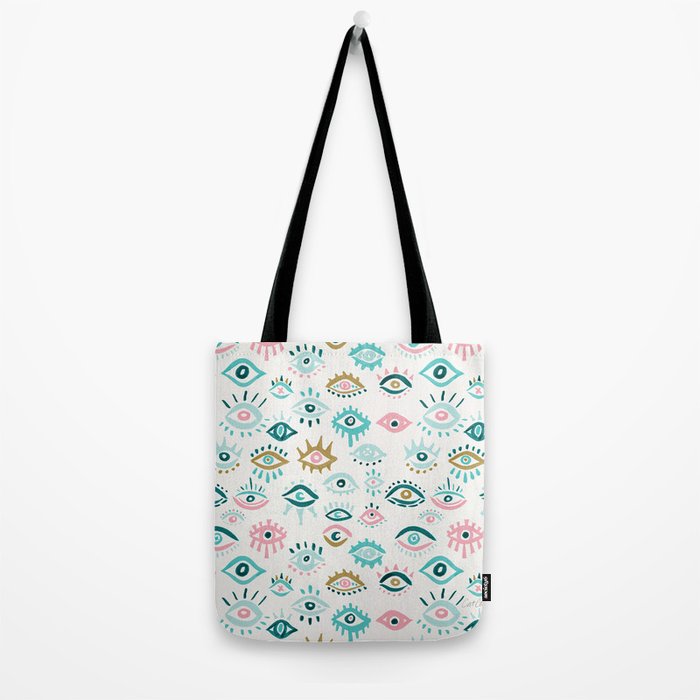 Mystic Eyes - Turquoise & Pink Tote Bag Gallery Image 2