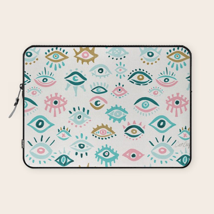 Mystic Eyes - Turquoise & Pink Laptop Sleeve Gallery Image 1