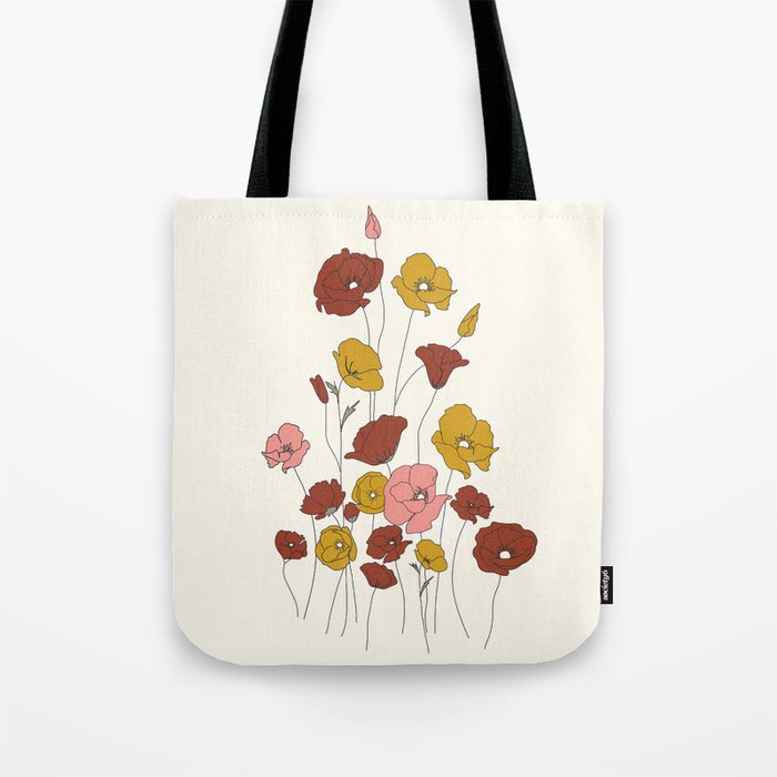 Colorful Poppy Flowers Tote Bag Gallery Image 1