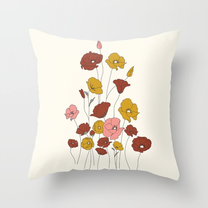 Colorful Poppy Flowers Throw Pillow Gallery Image 6
