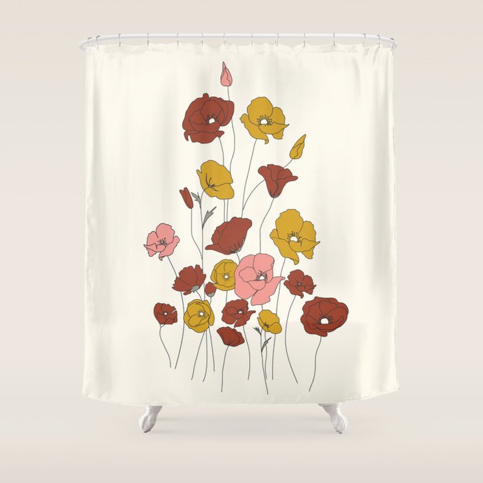 Colorful Poppy Flowers Shower Curtain Gallery Image 1
