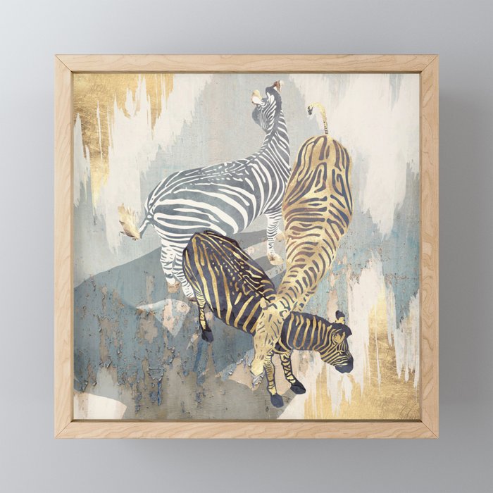 Metallic Zebras Mini Art Print Gallery Image 1