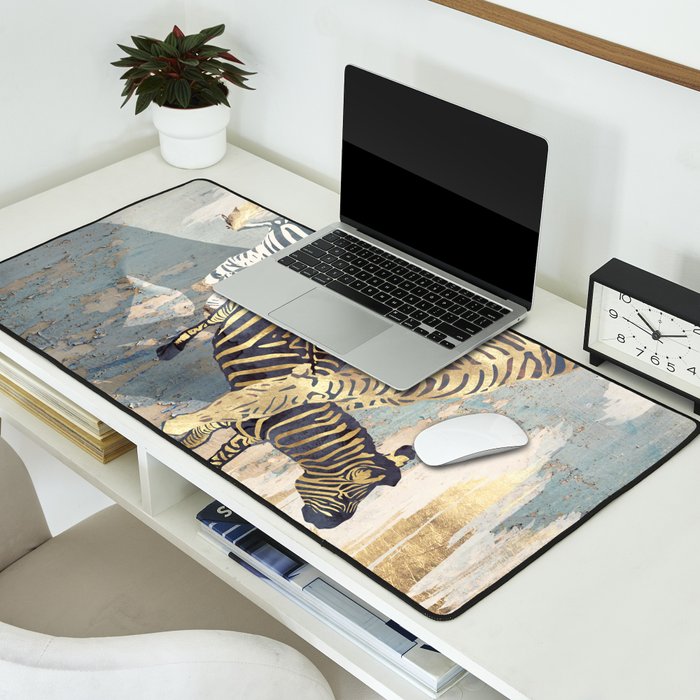 Metallic Zebras Desk Mat Gallery Image 2