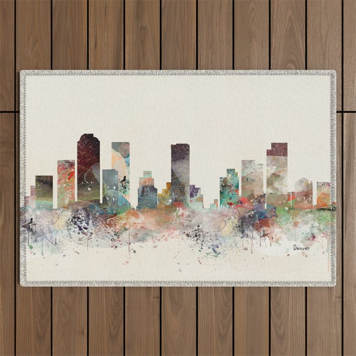 denver colorado skyline Outdoor Rug Gallery Image 1
