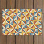 Kaleidoscope Tile Pattern IV Bright Vibrant Summer Outdoor Rug Gallery Image 1