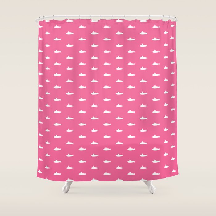 Tiny Submarines - Bright Pink Shower Curtain Gallery Image 1