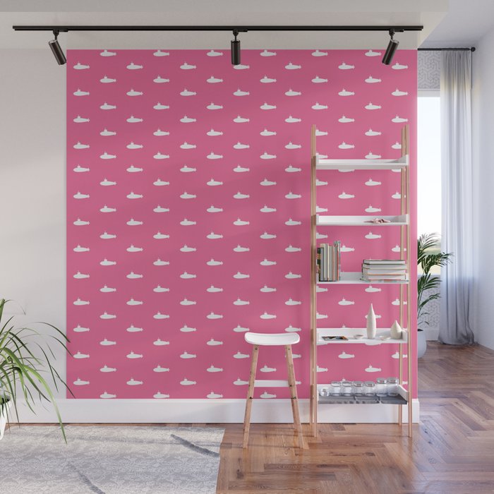 Tiny Submarines - Bright Pink Wall Mural Gallery Image 1