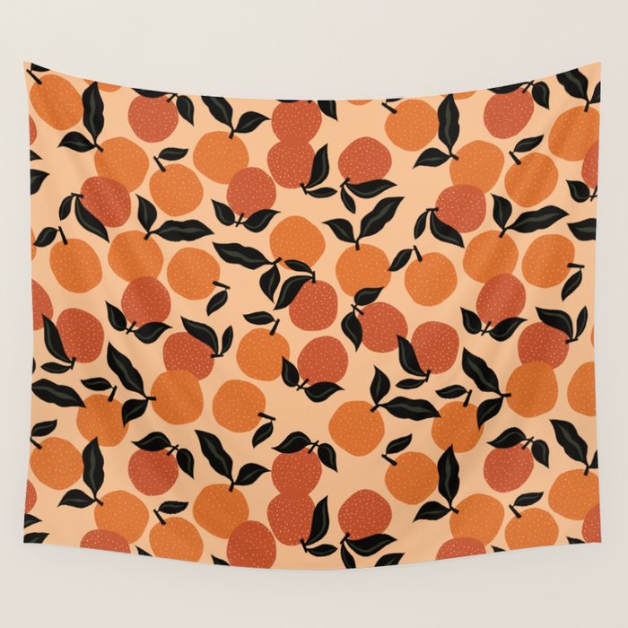 Seamless Citrus Pattern / Oranges Wall Tapestry Gallery Image 1