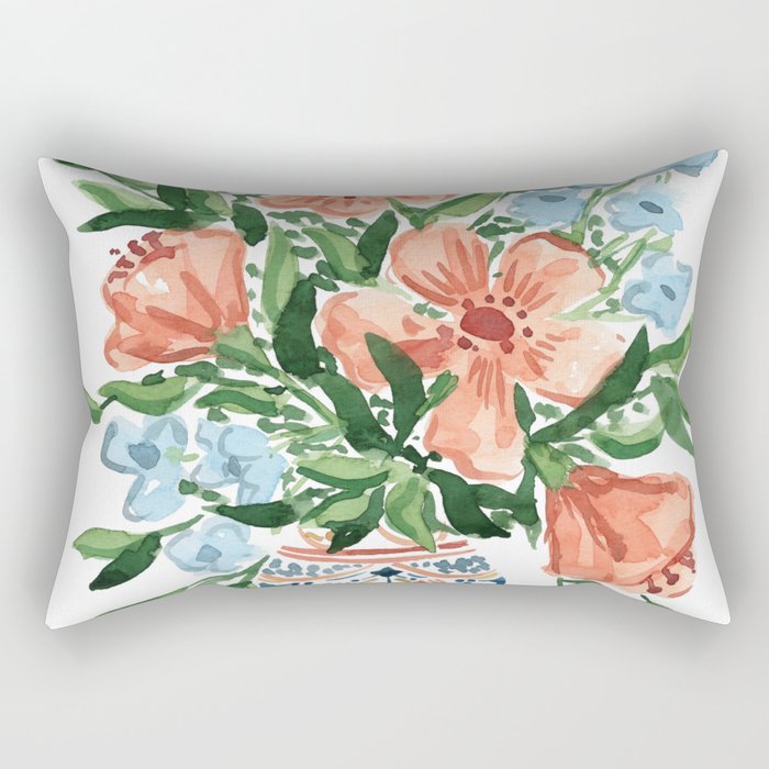 Peachy Florals Rectangular Pillow Gallery Image 1
