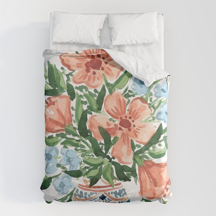 Peachy Florals Duvet Cover Gallery Image 1