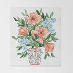 Peachy Florals Throw Blanket Gallery Image 2