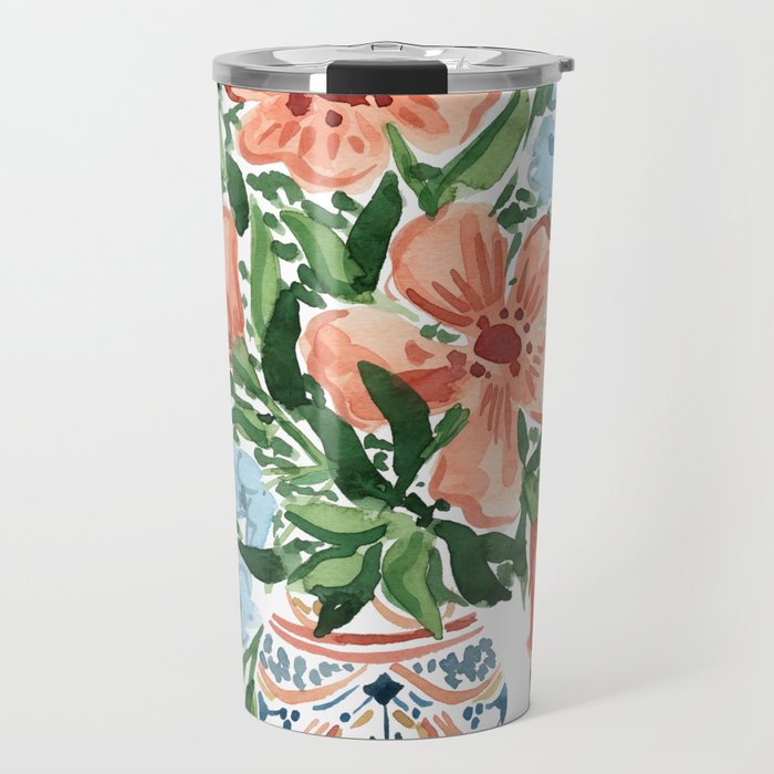 Peachy Florals Travel Mug Gallery Image 1