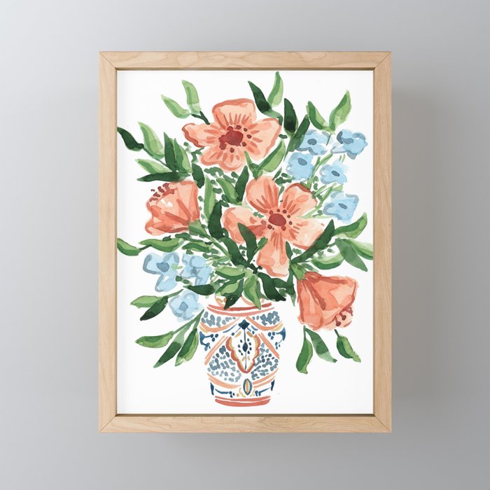 Peachy Florals Mini Art Print Gallery Image 1