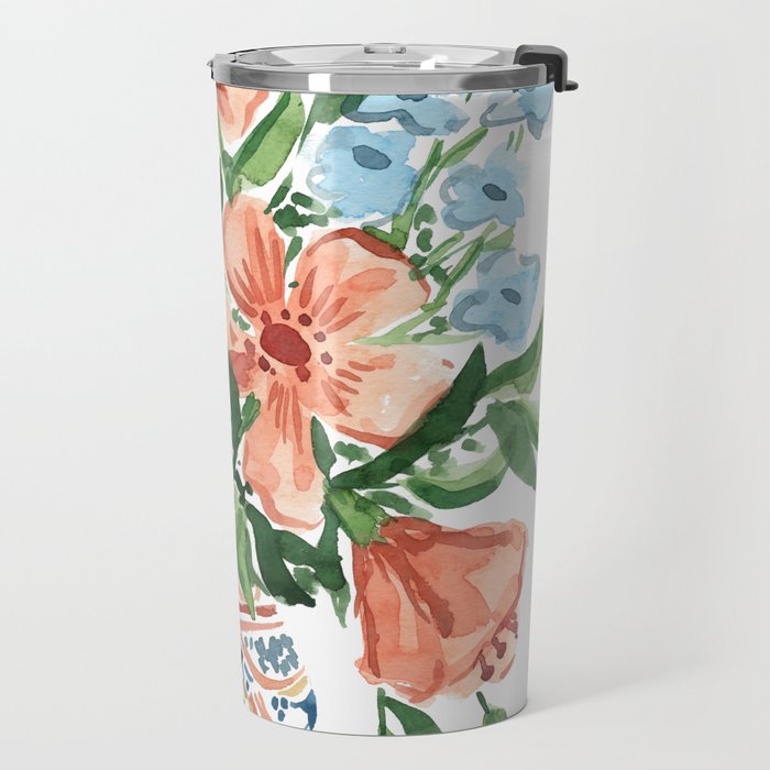 Peachy Florals Travel Mug Gallery Image 2
