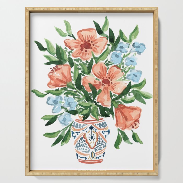 Peachy Florals Serving Tray Gallery Image 1