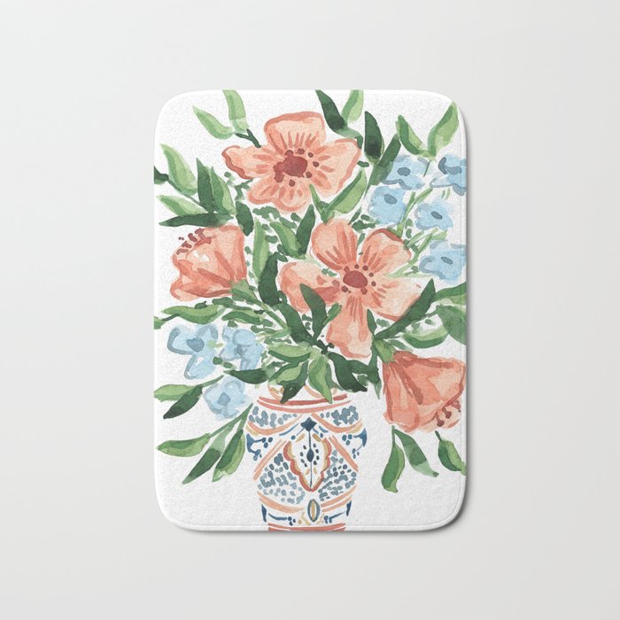 Peachy Florals Bath Mat Gallery Image 1