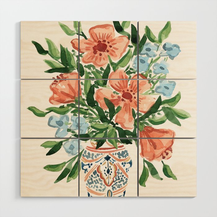 Peachy Florals Wood Wall Art Gallery Image 1