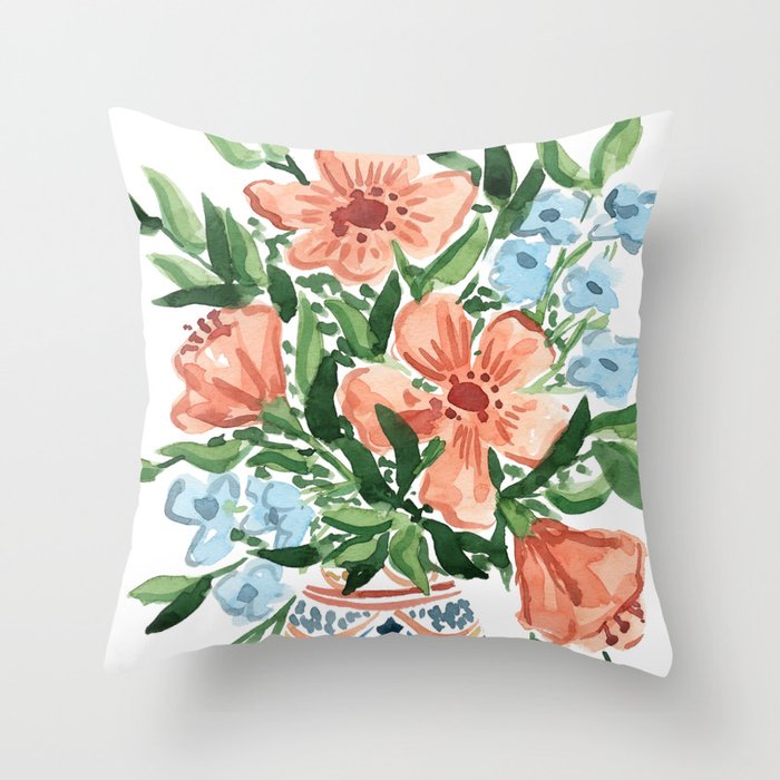 Peachy Florals Throw Pillow Gallery Image 6