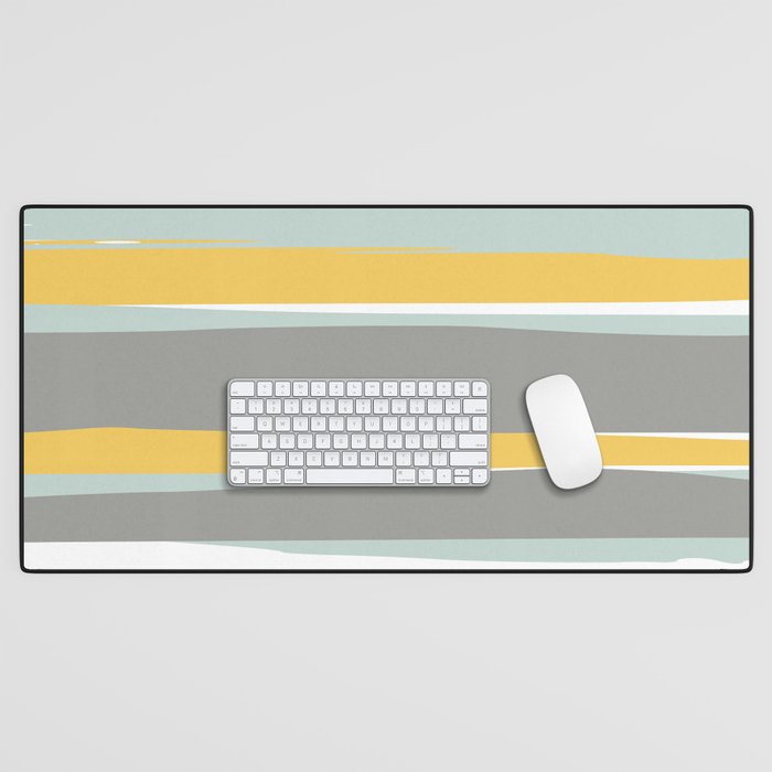 Stripe Abstract, Sun and Beach, Yellow, Pale, Aqua Blue and Gray Desk Mat Gallery Image 1