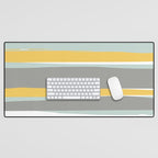 Stripe Abstract, Sun and Beach, Yellow, Pale, Aqua Blue and Gray Desk Mat Gallery Image 1