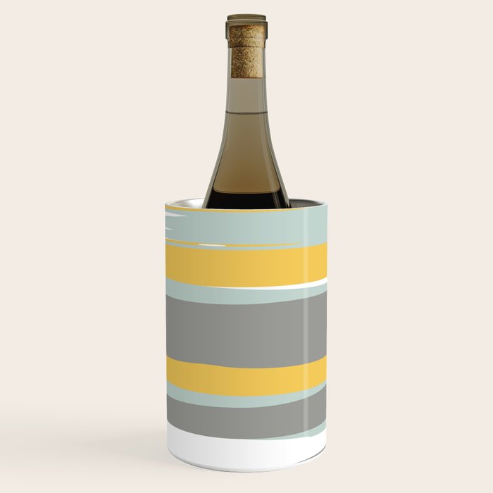 Stripe Abstract, Sun and Beach, Yellow, Pale, Aqua Blue and Gray Wine Chiller Gallery Image 2