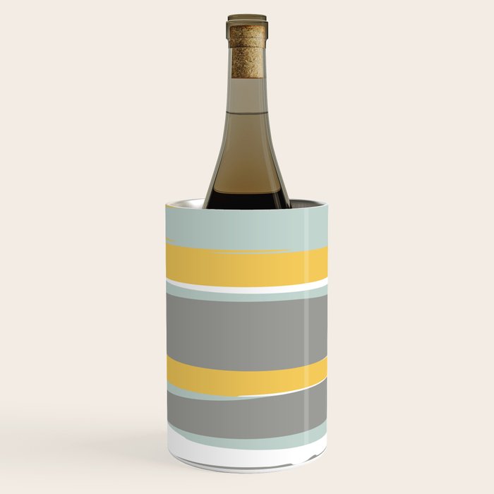 Stripe Abstract, Sun and Beach, Yellow, Pale, Aqua Blue and Gray Wine Chiller Gallery Image 1