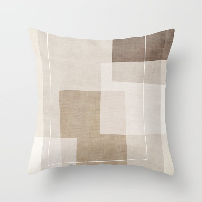Neutral Minimalism Beige Tan Sand Abstract Artwork Throw Pillow Gallery Image 1