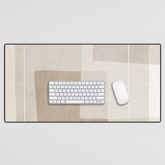 Neutral Minimalism Beige Tan Sand Abstract Artwork Desk Mat Gallery Image 1