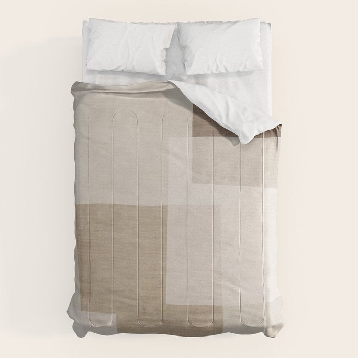 Neutral Minimalism Beige Tan Sand Abstract Artwork Comforter Gallery Image 6