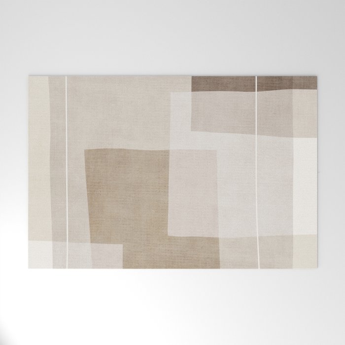 Neutral Minimalism Beige Tan Sand Abstract Artwork Welcome Mat Gallery Image 1
