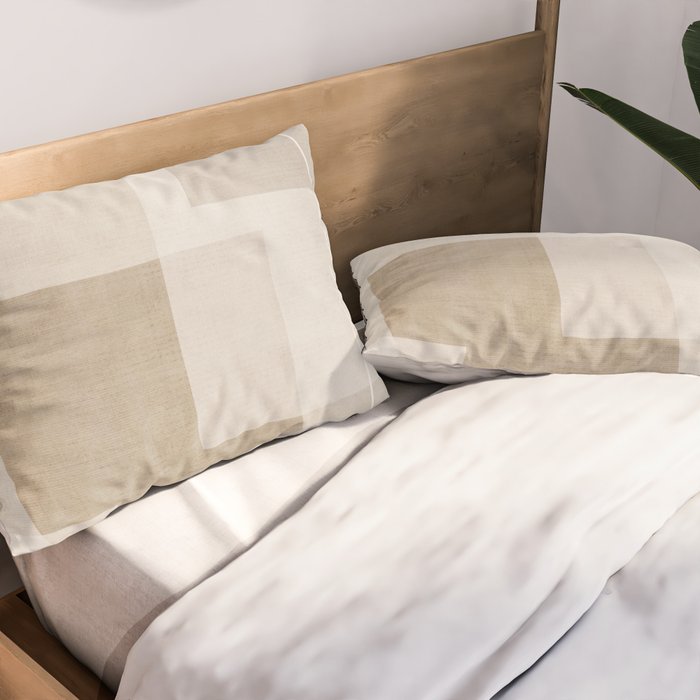 Neutral Minimalism Beige Tan Sand Abstract Artwork Pillow Sham Gallery Image 2